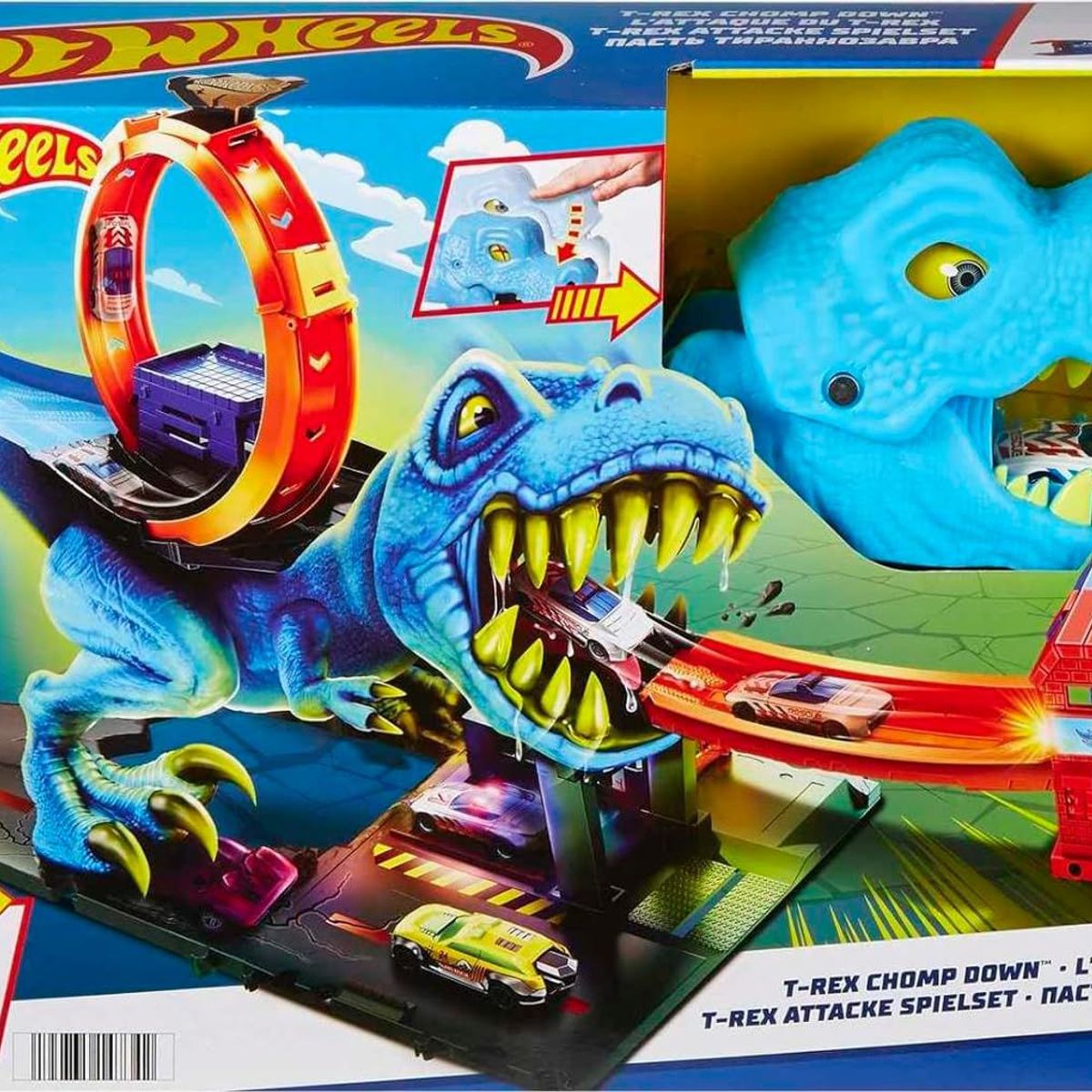 HOT WHEELS - Pista Hot Wheels City T-Rex Azul Chomp Down