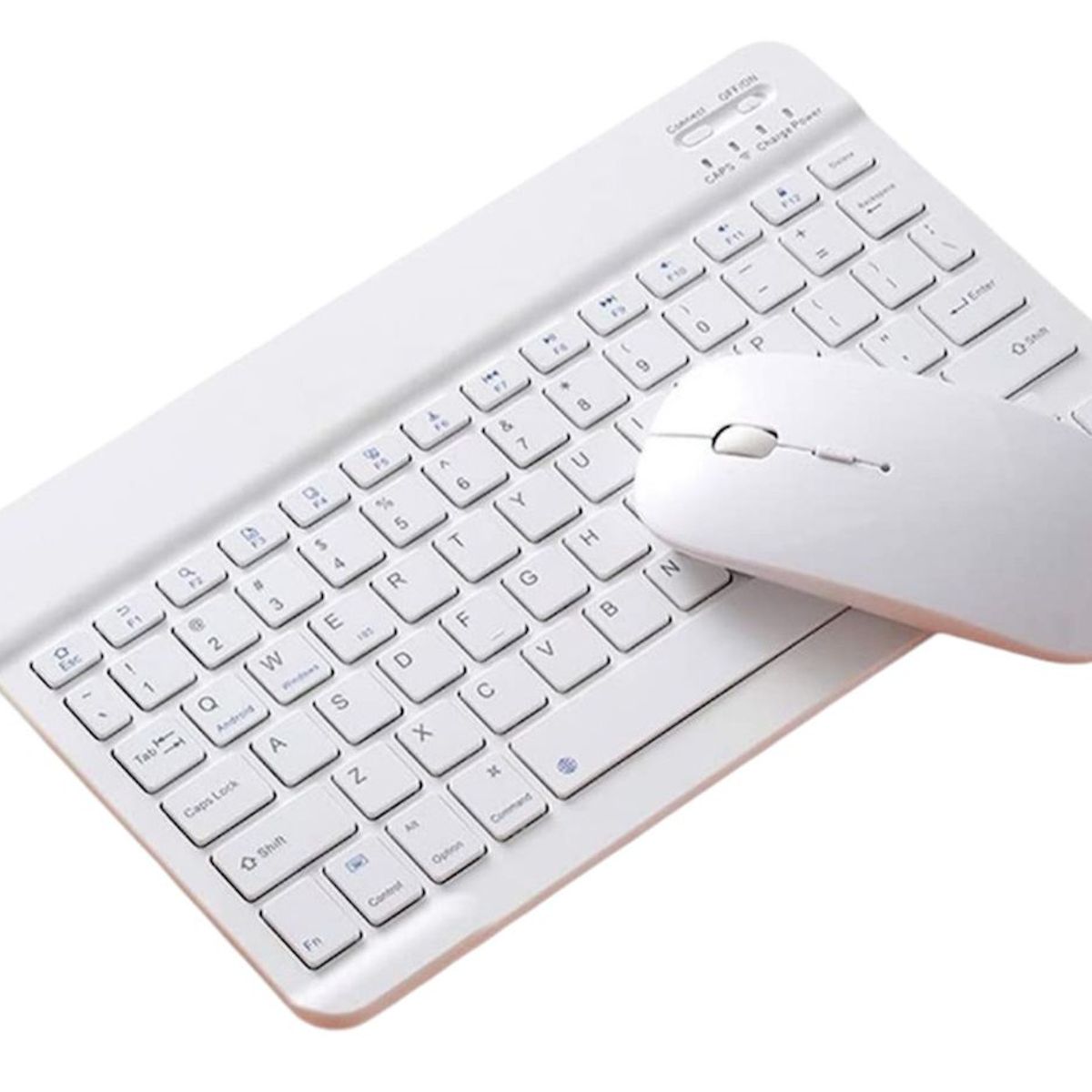 GENERICO - Kit Teclado Bluetooth y Mouse Inalámbrico Recargable Color Pastel Blanco