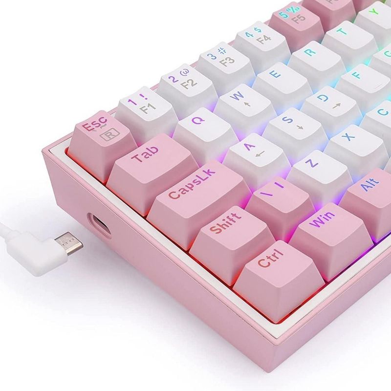 REDRAGON - Teclado Bluetooth Redragon Fizz Pro K616-rgb Mecánico Blanco-Rosa