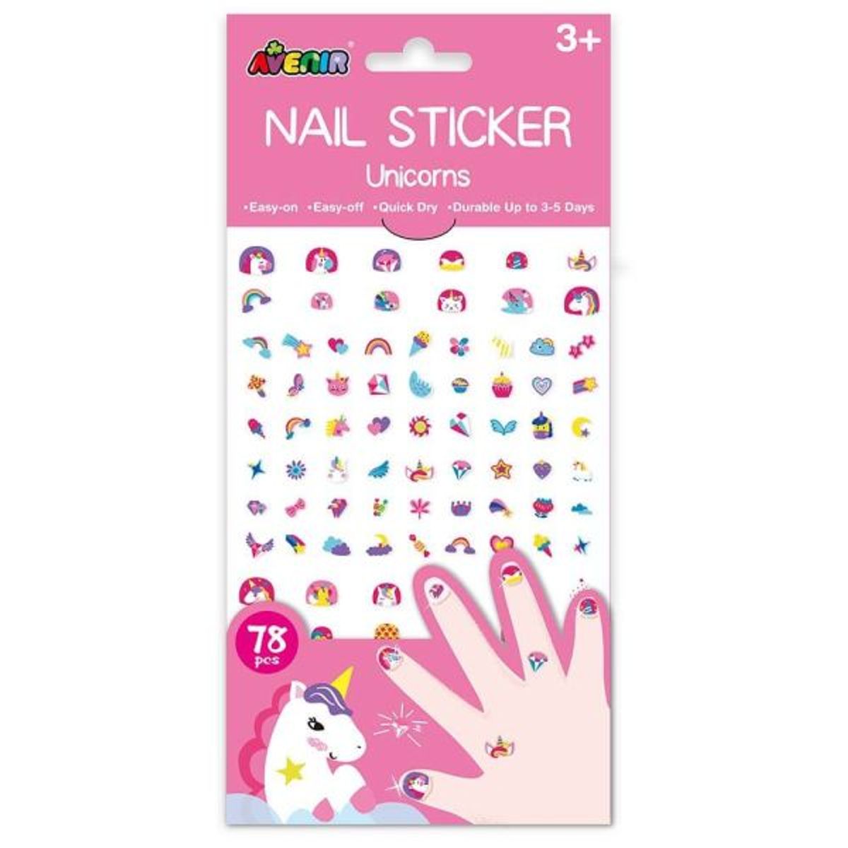 JUGANDO Y EDUCANDO - Set De Arte De Stickers Para Uñas Unicornios Niños Niñas