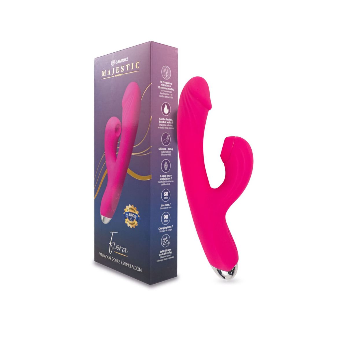 GENERICO - Vibrador Flora Camtoyz Tipo Rabbit  Estimulación Dual con Motores Independientes
