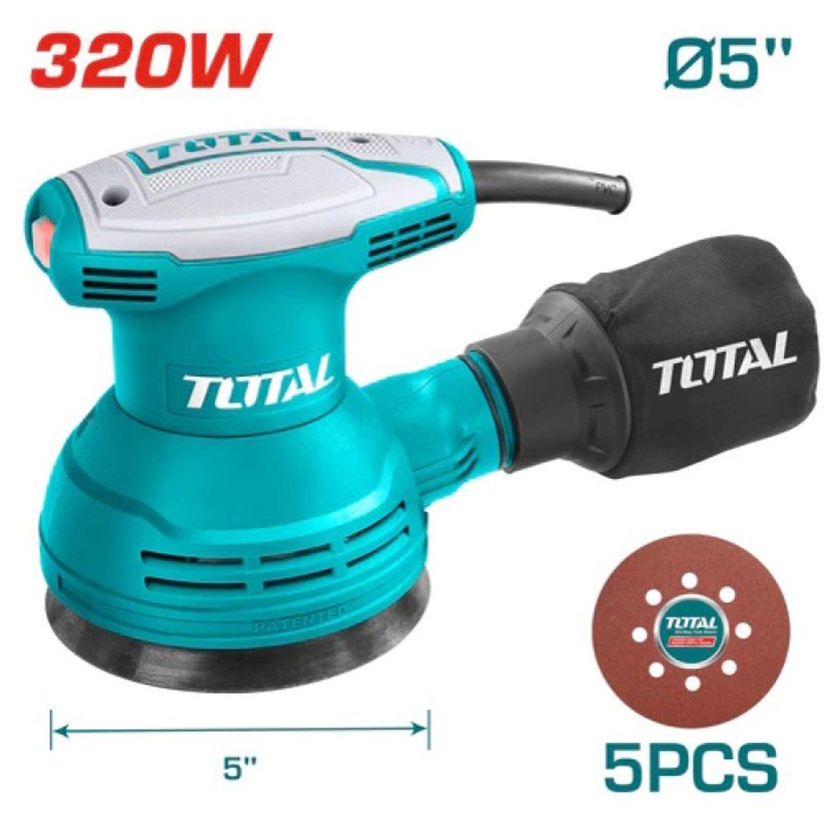 TOTAL - Lijadora 5 Orbital Industrial Total 320w 120v utf2031256 Color Turquesa