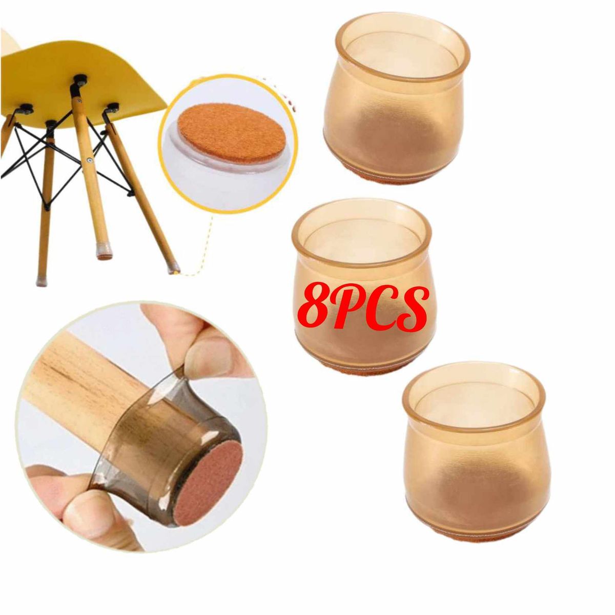 GENERICO - kit X8 pcs Protectores Pata Silla y muebles Fundas Silicona tamaño L