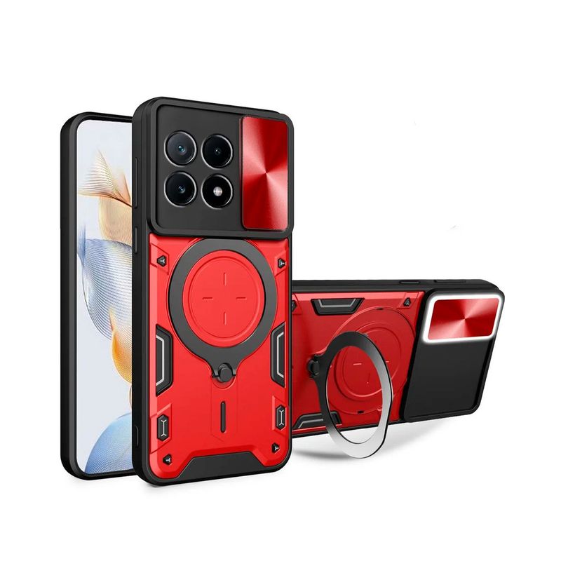 GENERICO - Estuche Proteccion Camara Con Soporte Para Redmi Poco X6 Pro Rojo
