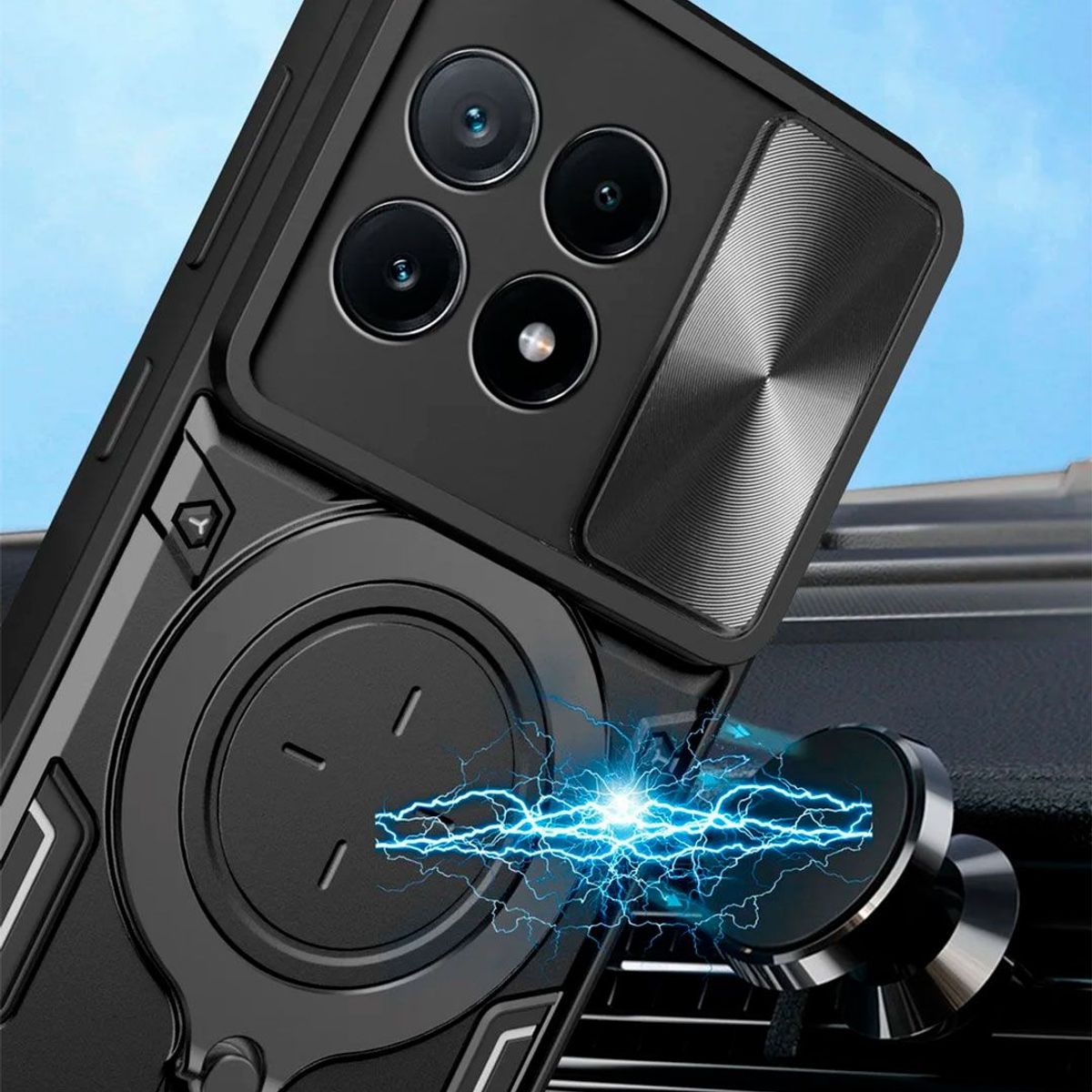 GENERICO - Estuche Proteccion Camara Con Soporte Para Redmi Poco X6 Pro Rojo