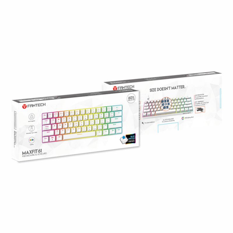FANTECH - Teclado Mecánico Gaming Fantech MAXFIT61 RGB SE Blanco Retroiluminado
