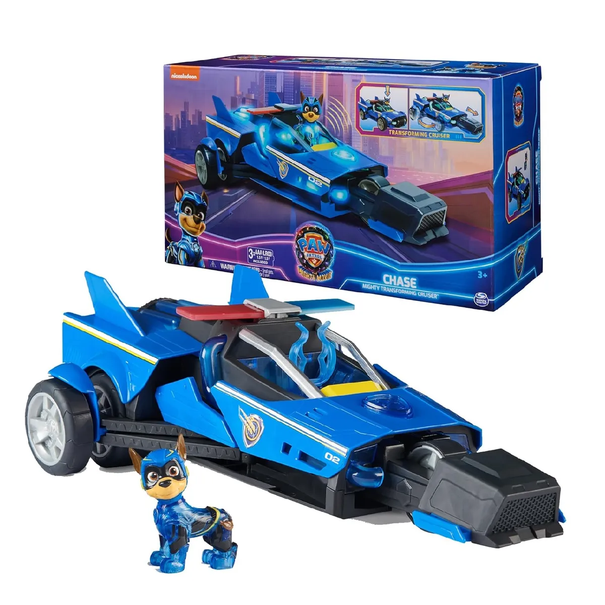 SPIN MASTER - Paw Patrol Chase Mighty Pups Vehiculo Transform Luces Sonido