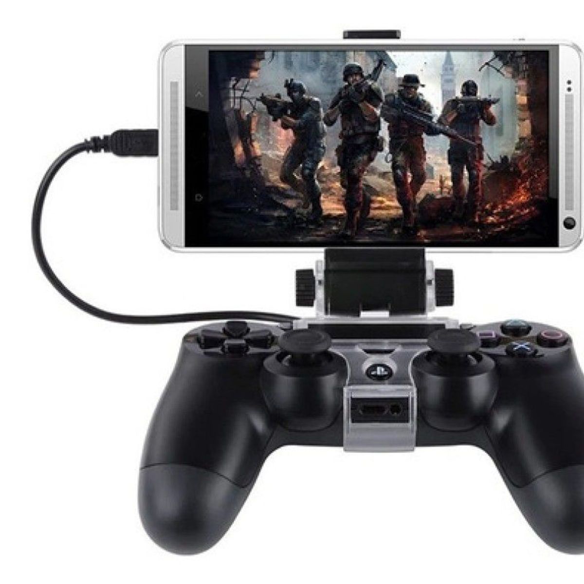 GENERICO - Soporte Clip De Celular Smarphone Para Control Ps4 + Cable.