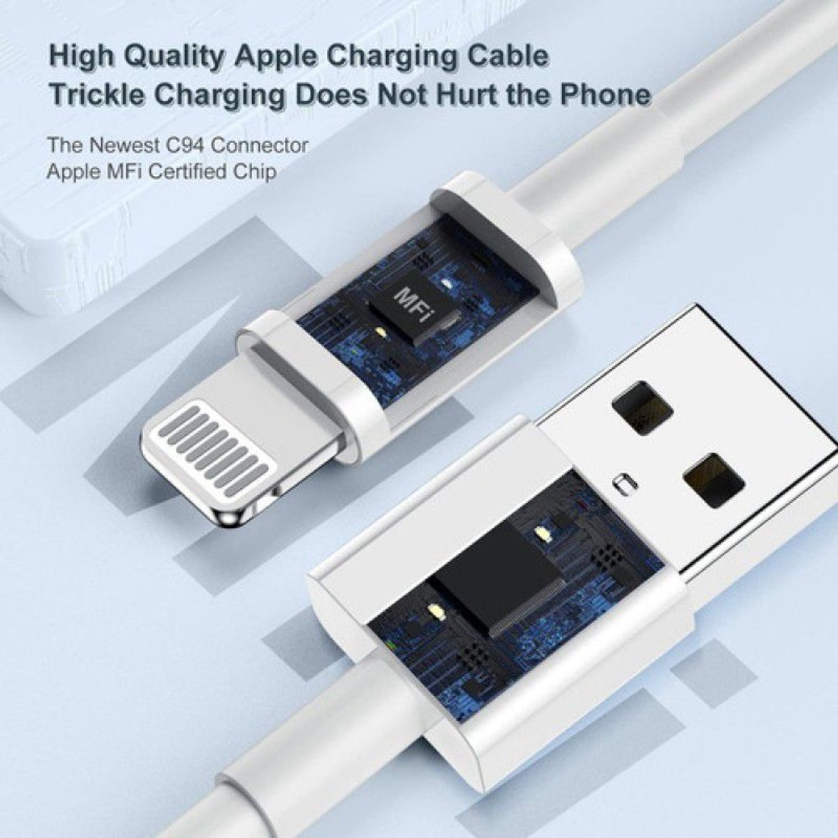 GENERICO - Cable Usb A Lighting Para iPhone Certificado Mfi Para Moviles 3m