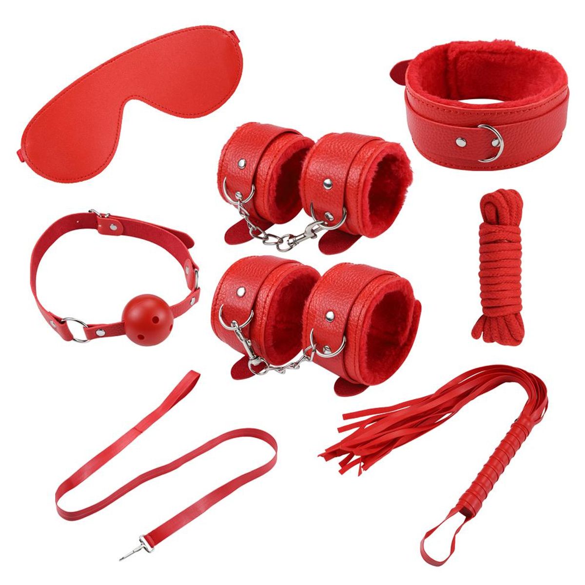 GENERICO - Camtoyz Kit Bondage Capri Rojo  Antifaz Amarres y Accesorios para Juego de Roles Parejas