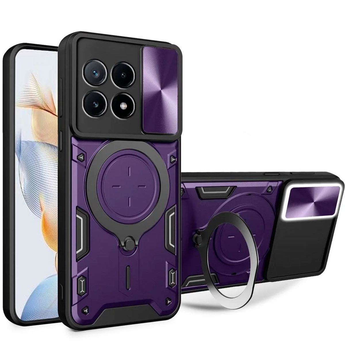 GENERICO - Estuche Proteccion Camara Con Soporte Para Honor X8B 4G Morado