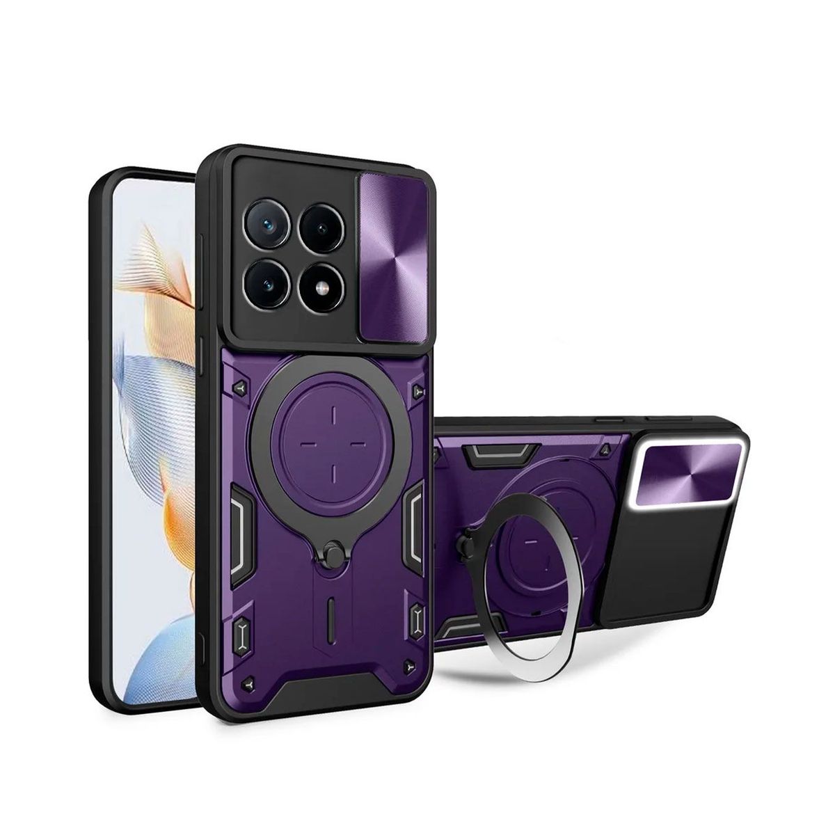 GENERICO - Estuche Proteccion Camara Con Soporte Para Honor X8B 4G Morado