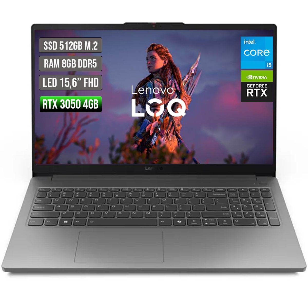 LENOVO - LENOVO LOQ INTEL CORE I5-12450HX RTX 3050 6GB SSD 512GB RAM 8GB LED 15,6 FULL HD 144Hz