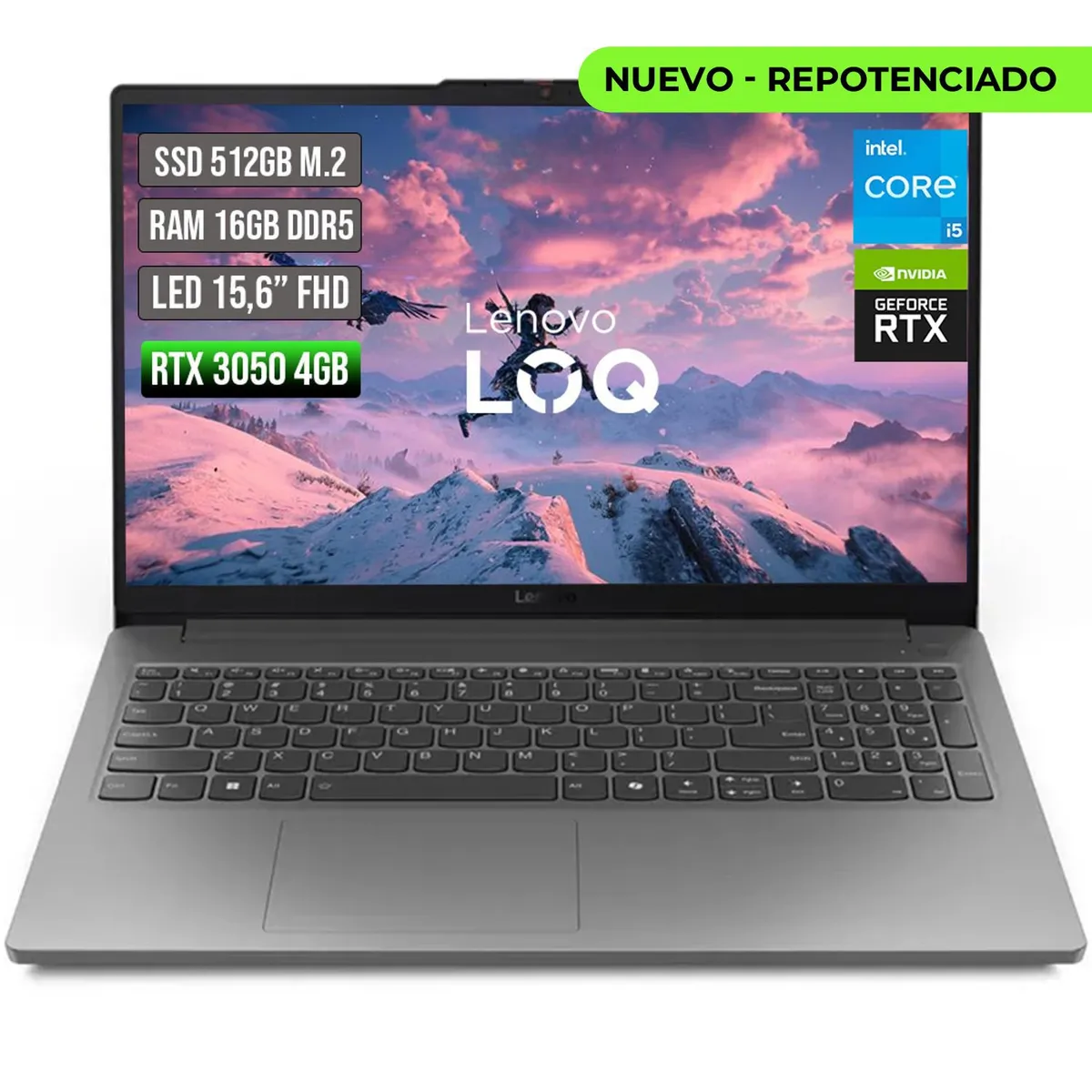 LENOVO - LENOVO LOQ INTEL CORE I5-12450HX RTX 3050 6GB SSD 512GB RAM 16GB LED 15,6 FULL HD 144Hz