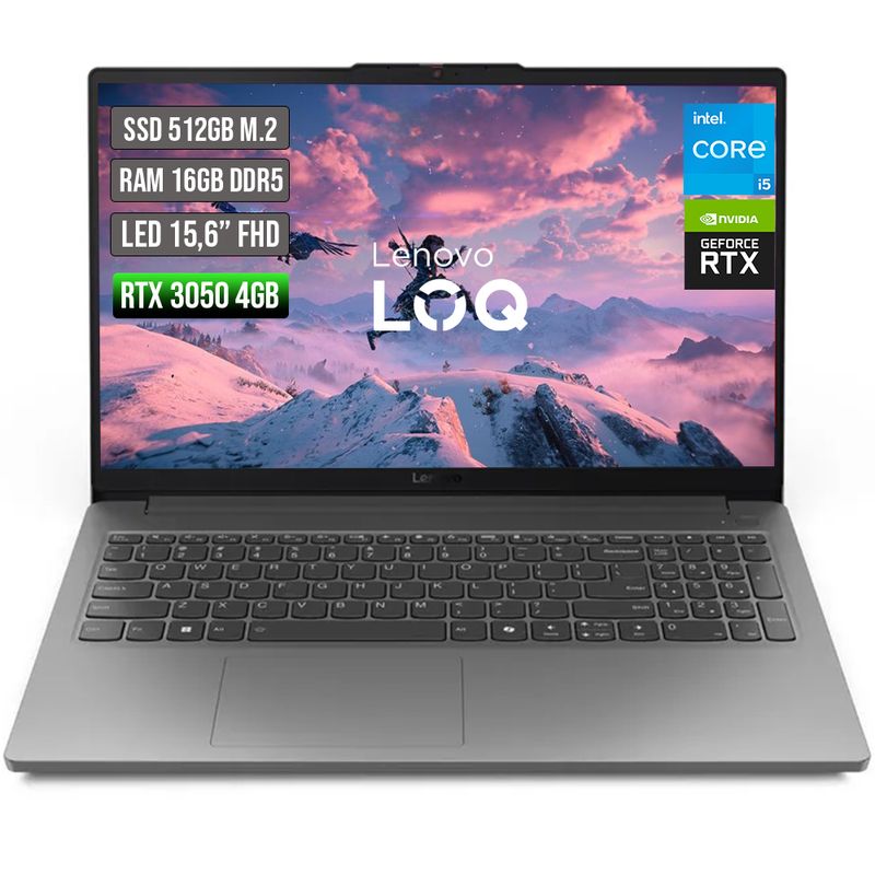 LENOVO - LENOVO LOQ INTEL CORE I5-12450HX RTX 3050 6GB SSD 512GB RAM 16GB LED 15,6 FULL HD 144Hz