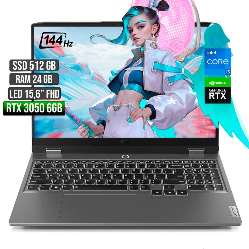 LENOVO - LENOVO LOQ INTEL CORE I5-12450HX RTX 3050 6GB SSD 512GB RAM 24GB LED 15,6 FULL HD 144Hz