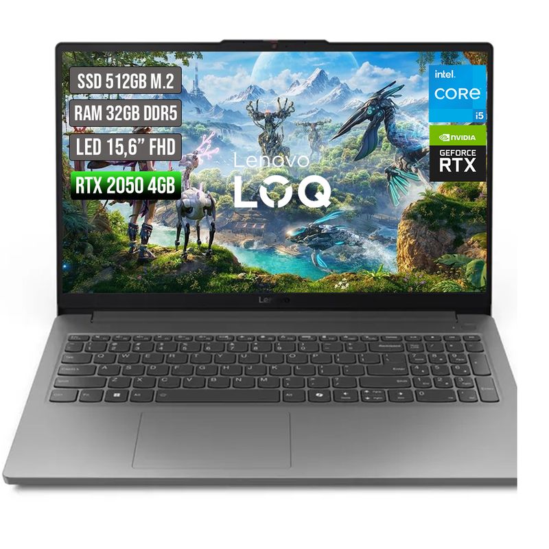 LENOVO - LENOVO LOQ INTEL CORE I5-12450HX RTX 3050 6GB SSD 512GB RAM 32GB LED 15,6 FULL HD 144Hz