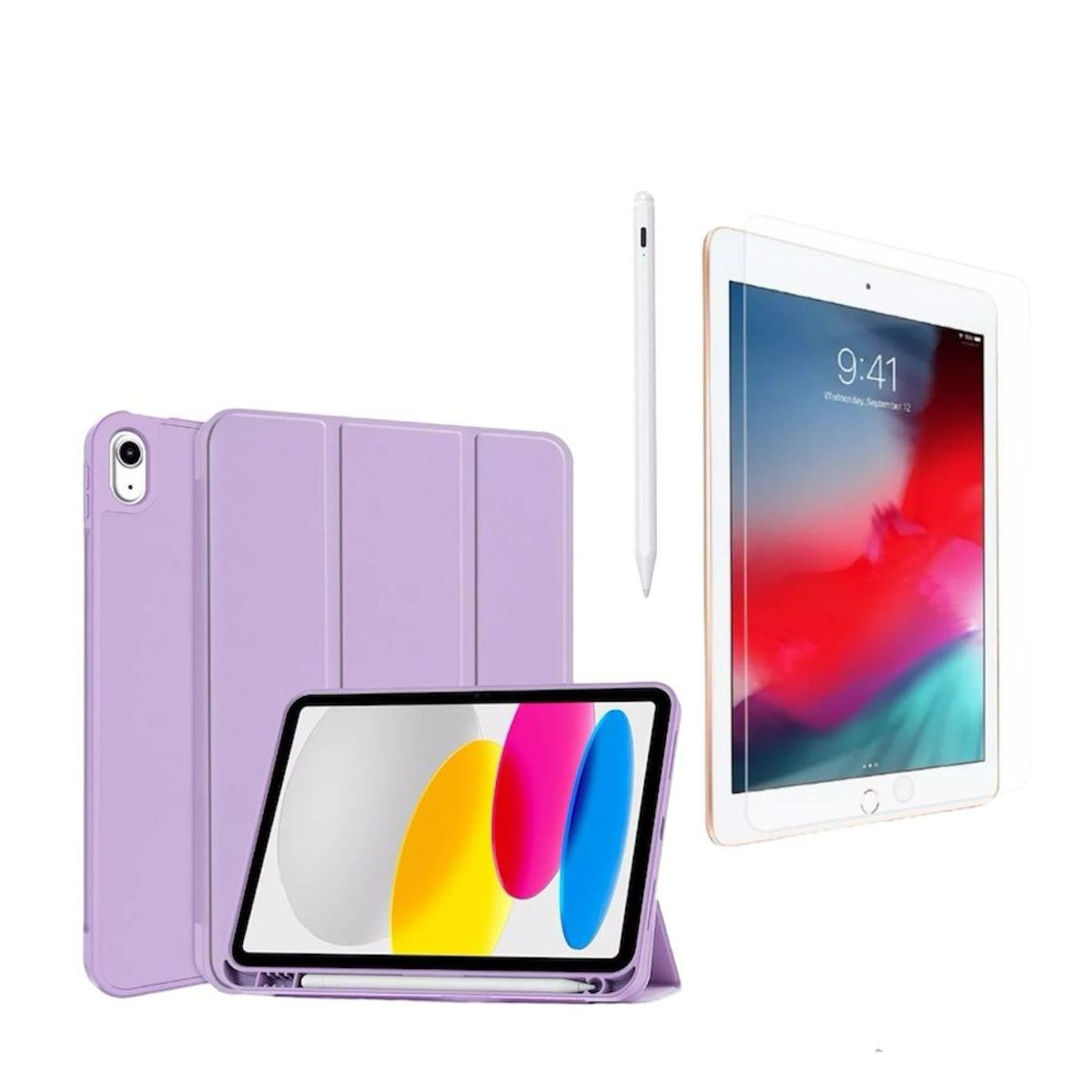 GENERICO - Forro Estuche Smart Case + Vidrio + Lápiz Para iPad 7/8/9 Gen 10.2.