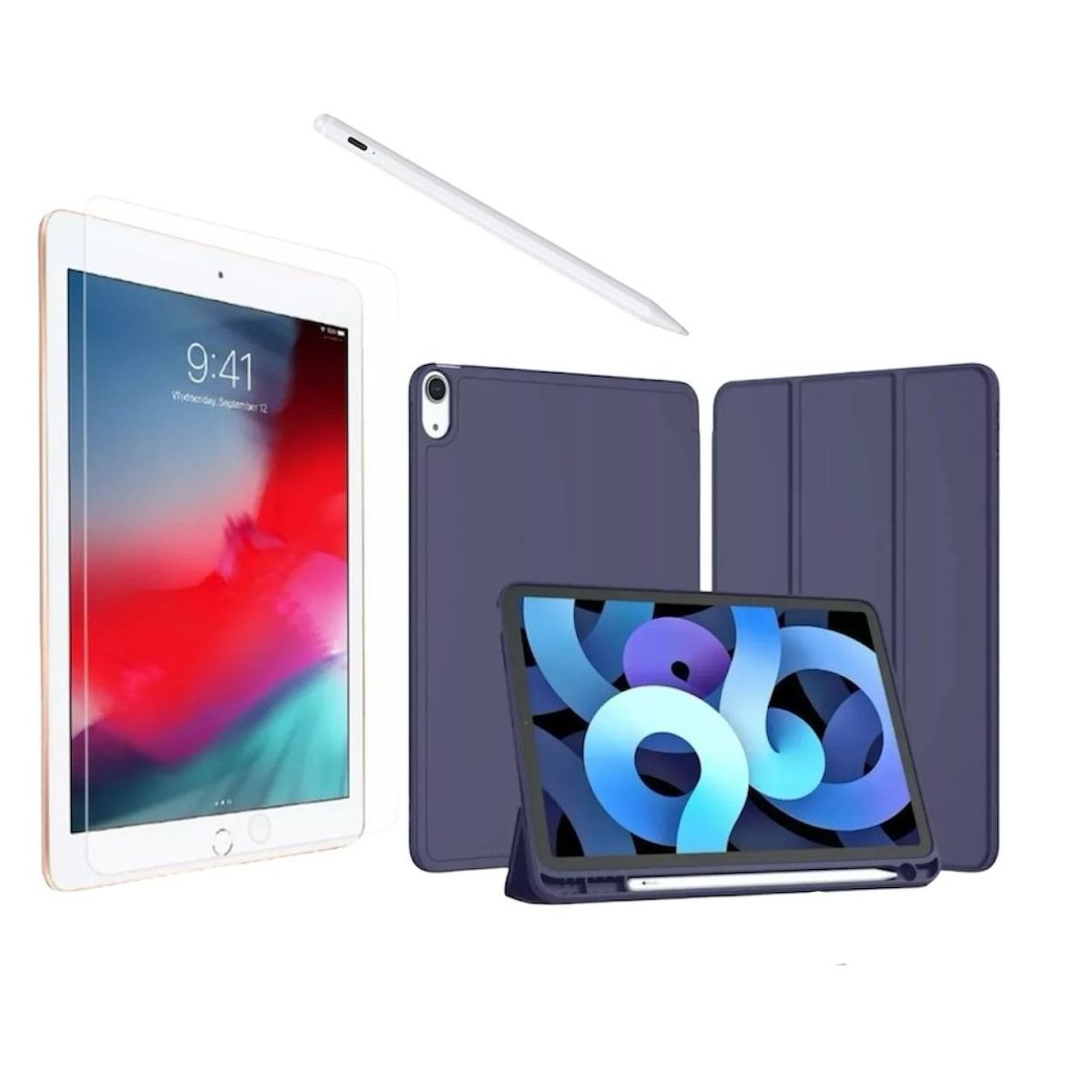GENERICO - Forro Estuche Smart Case + Vidrio + Lápiz Para iPad 7/8/9 Gen 10.2.