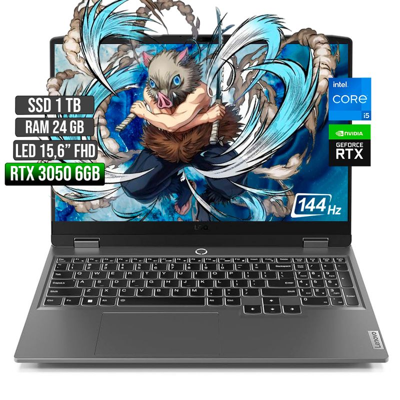 LENOVO - LENOVO LOQ INTEL CORE I5-12450HX RTX 3050 6GB SSD 1TB RAM 24GB LED 15,6 FULL HD 144Hz