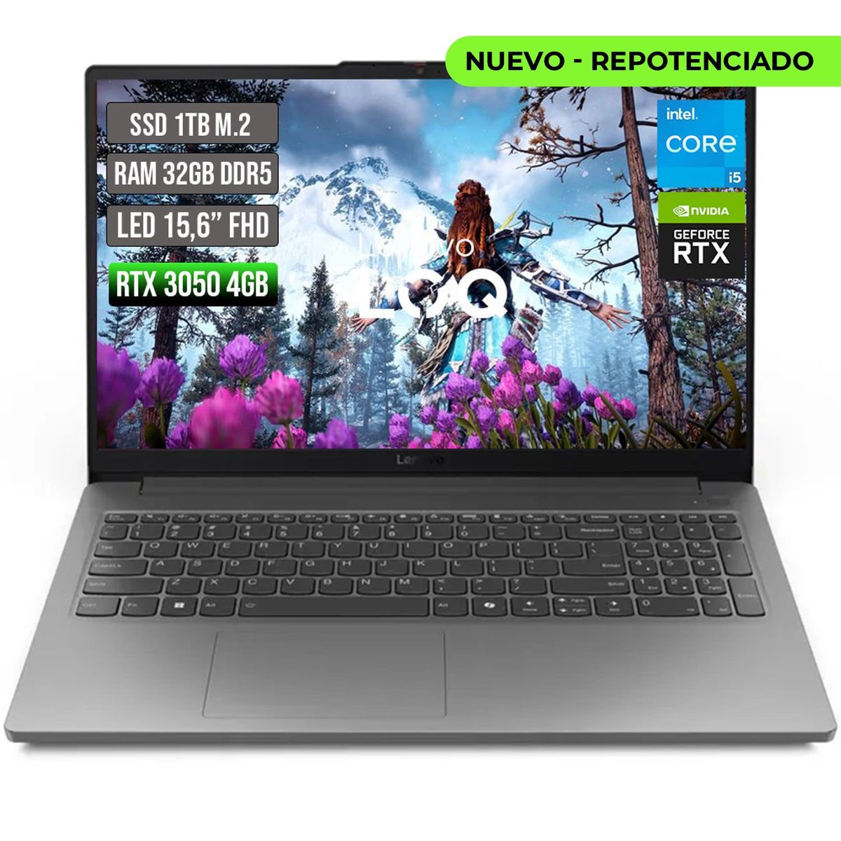 LENOVO - Portátil Lenovo Intel Core I5 RTX 3050 32GB RAM 1TB SSD 15.6"