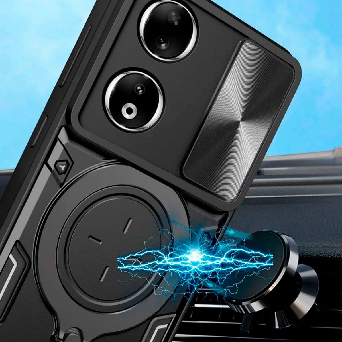 GENERICO - Estuche Proteccion Camara Con Soporte Para Honor X7B Gris