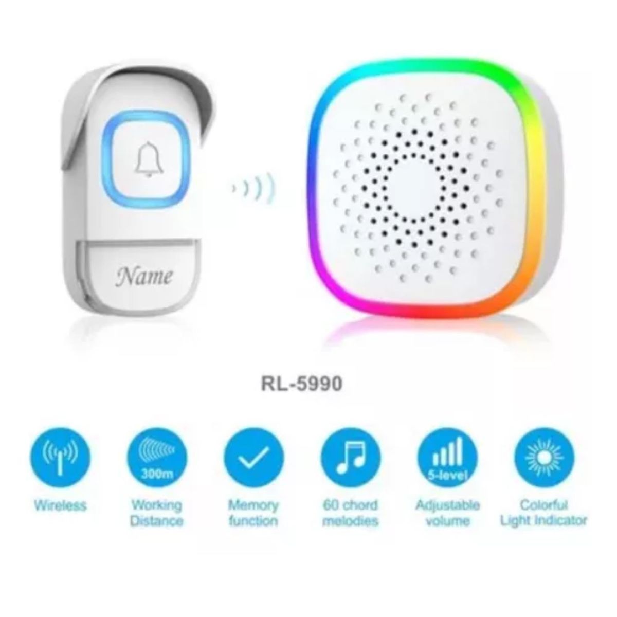 GENERICO - Timbre Inalámbrico Varios Tonos Varios Niveles Indicador Led