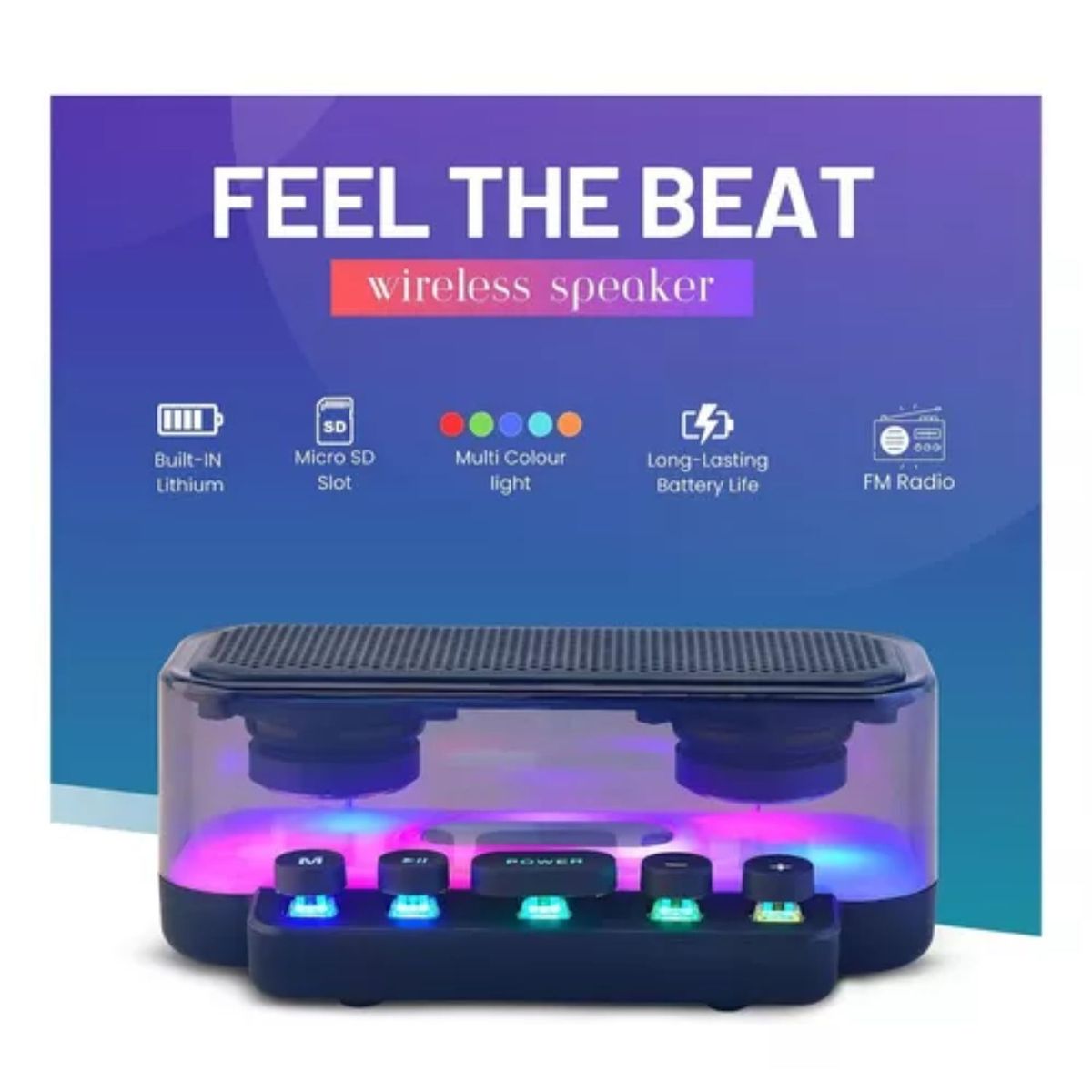 GENERICO - Parlante Speaker Bluetooth Caja Sonido Portátil Inalámbrico