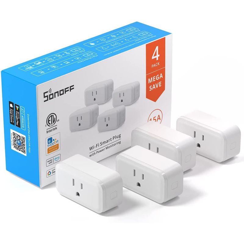 SONOFF - Enchufe Inteligente Wifi Sonoff 15 Amp Monitoreo De Energía x 4 Unid