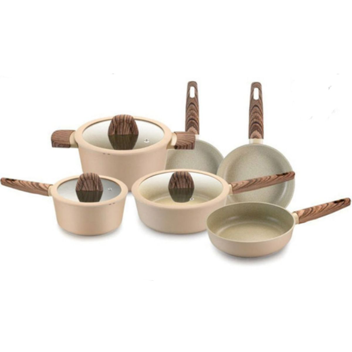 ONE PIXEL - Batería Ollas En Marmol Revestimiento Schaffhausen 9 Piezas