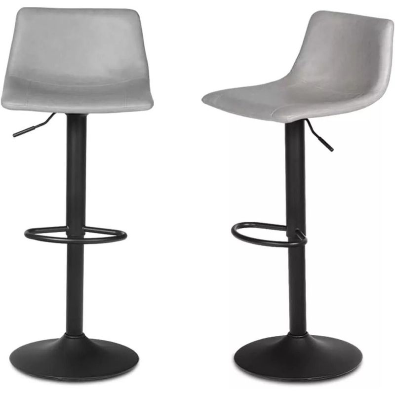 MOBLIHOUSE - Set X2 Silla Bar Giratoria Izmir Con Altura Ajustable Color Gris