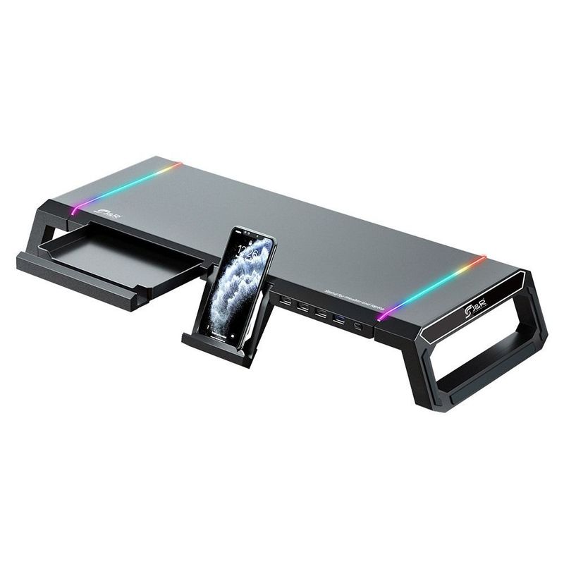 JYR TECHNOLOGY - Base Stand Expandible RGB Para Portátil y Monitor-1Usb 3.0/ 3USB 2.0