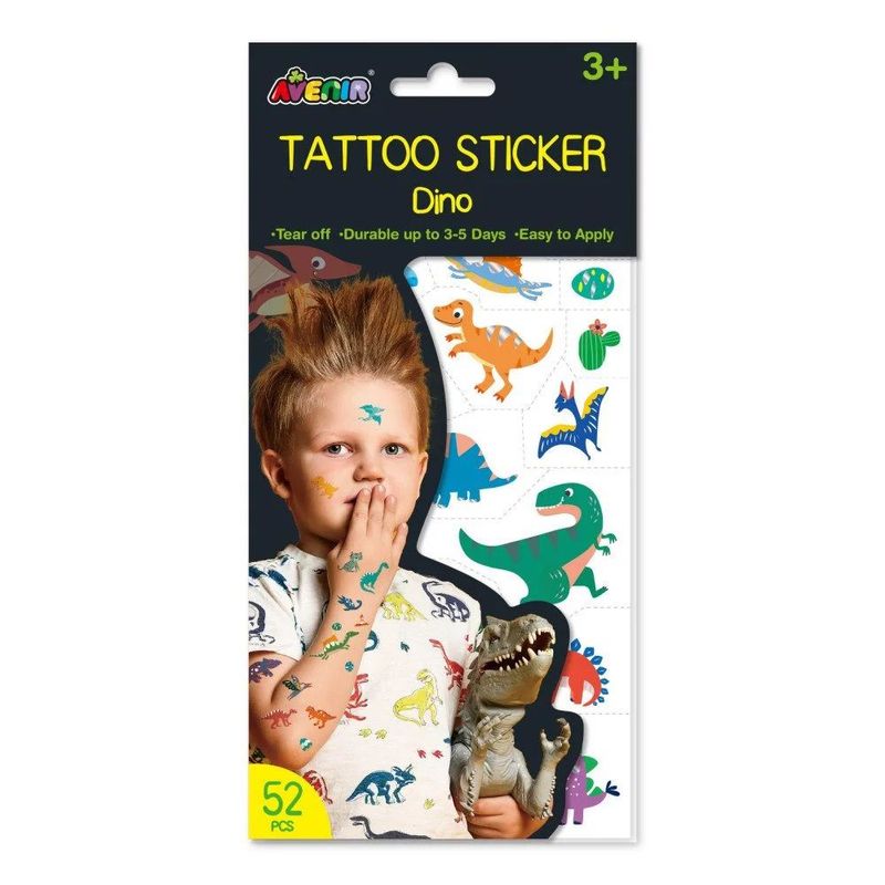 JUGANDO Y EDUCANDO - Set De Arte De Stickers Y Tattoos Dinosaurios Niñas Niños
