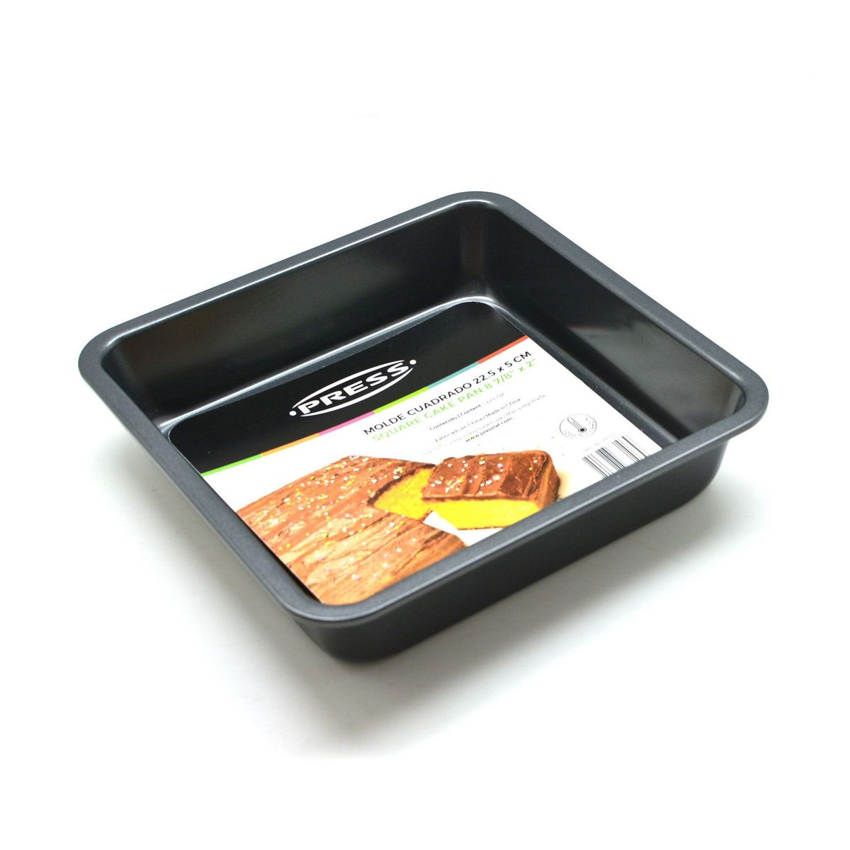 PRESS - Molde Cuadrado para Tortas Pastel Ponqué 22,5x5 cm PRESS 77103 - Gris
