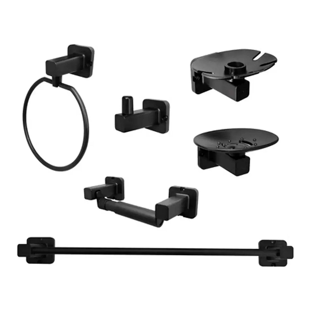 GENERICO - Juego Accesorios Para Baño Tayrona Negro X6