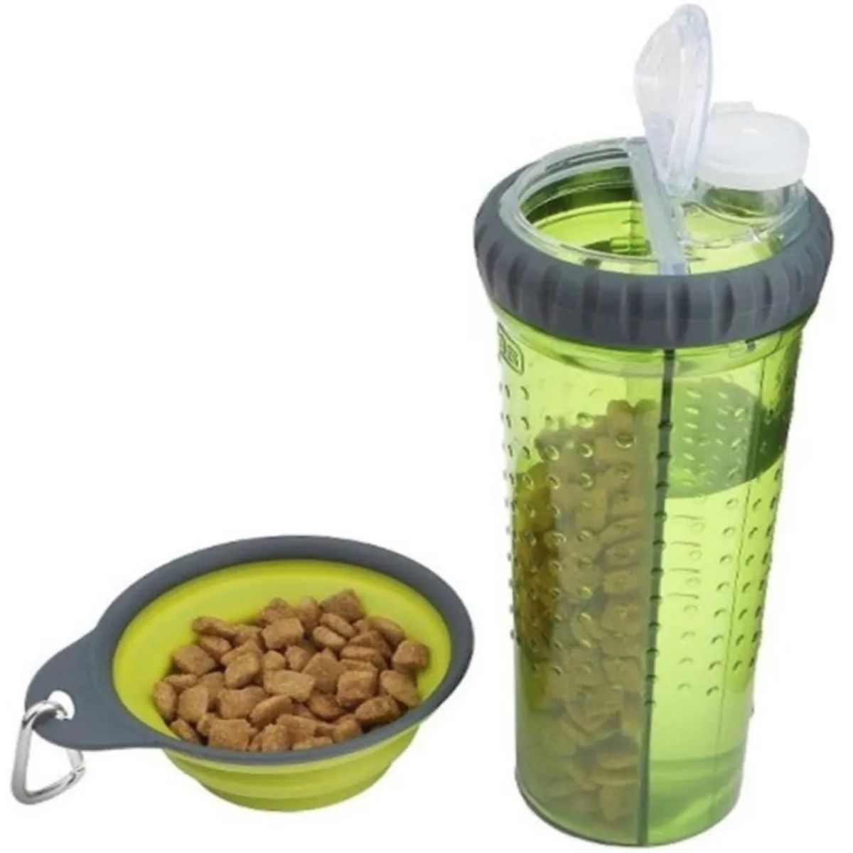 GENERICO - Vaso Portatil Agua Mascota Plato Plegable 2 En 1 Color Verde