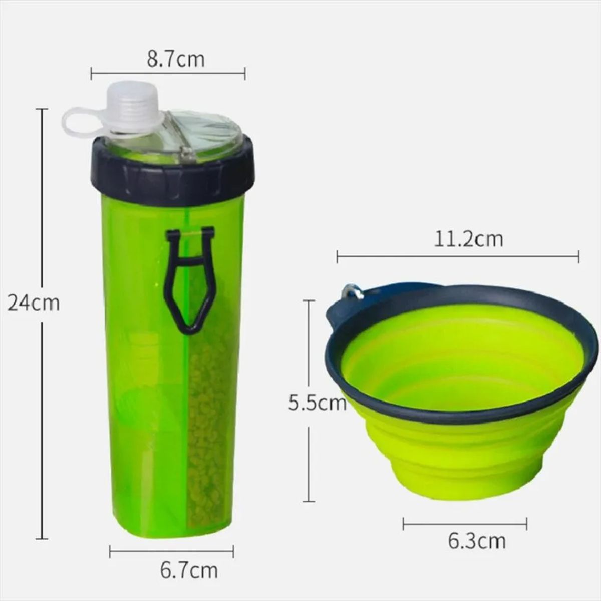 GENERICO - Vaso Portatil Agua Mascota Plato Plegable 2 En 1 Color Verde