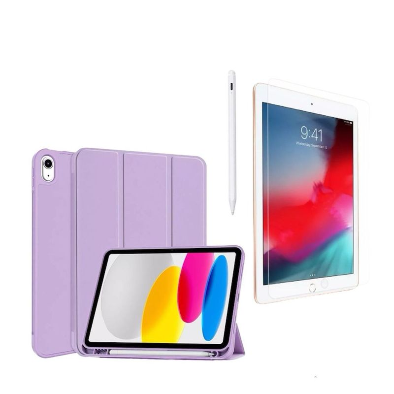 GENERICO - Forro Estuche Smart Case + Vidrio + Lápiz Para iPad 10ma gen 10.9.