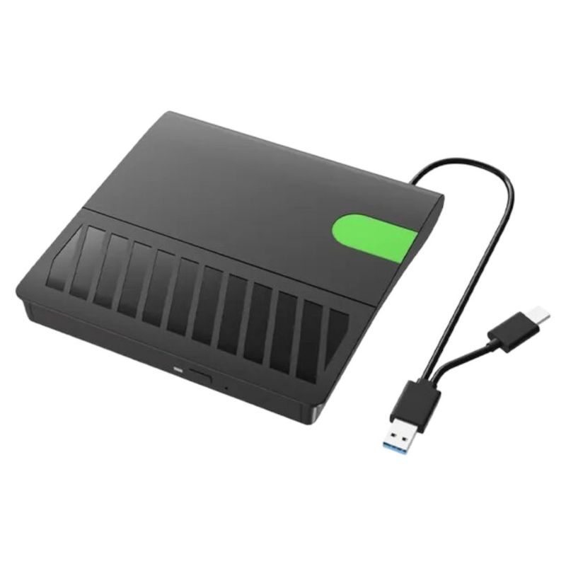 GENERICO - Unidad Lector Quemador De Cd Dvd Externa Usb 3,0 Y Usb-c 24x Verde