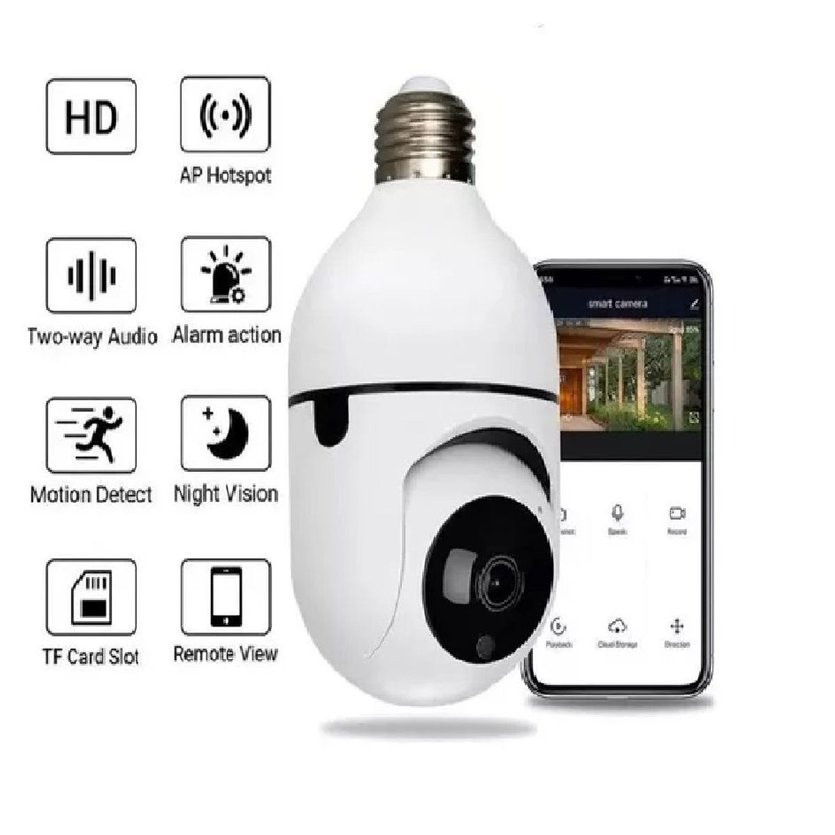 GENERICO - Camara Robotica ipTipo Bombillo Wifi 360° Vision Nocturna