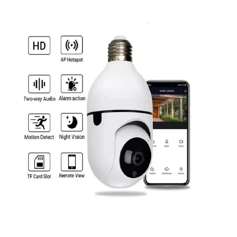 GENERICO - Camara Robotica ipTipo Bombillo Wifi 360° Vision Nocturna
