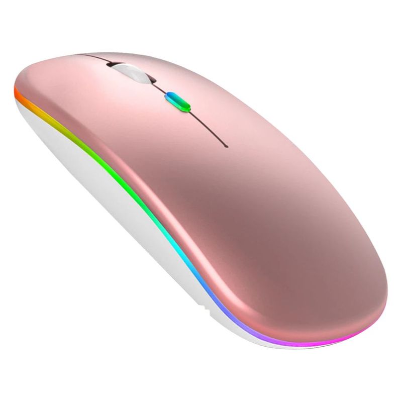 GENERICO - Mouse ratón  recargable inalámbrico y bluetooth 5.2 y 2.4 GHz Rgb Rosa