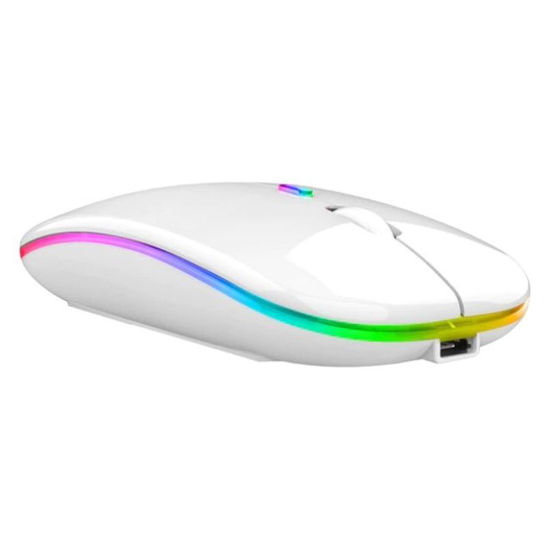 GENERICO - Mouse ratón recargable inalámbrico bluetooth 5.2 y 2.4 GHz Rgb Blanco