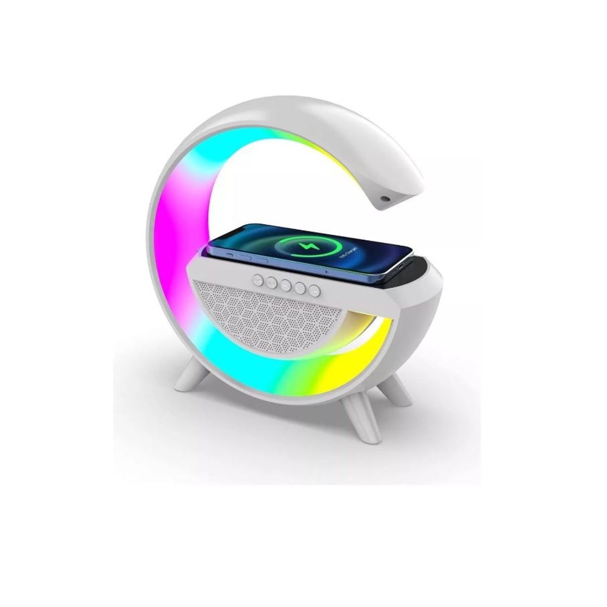 GENERICO - Lámpara Parlante G Mesa Luz LED Carga Inalámbrica App Bluetooth