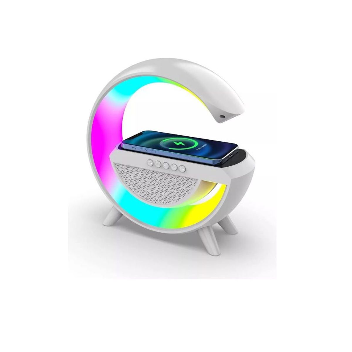 GENERICO - Lámpara Parlante G Mesa Luz LED Carga Inalámbrica App Bluetooth