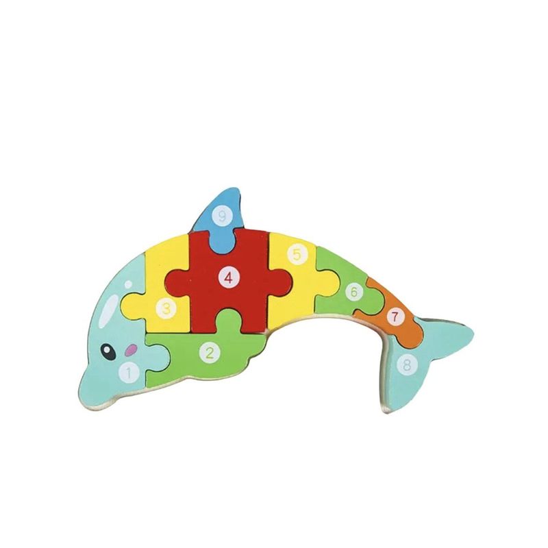 GENERICO - Rompecabezas Pequeño Delfin Madera  Didactico Numeros