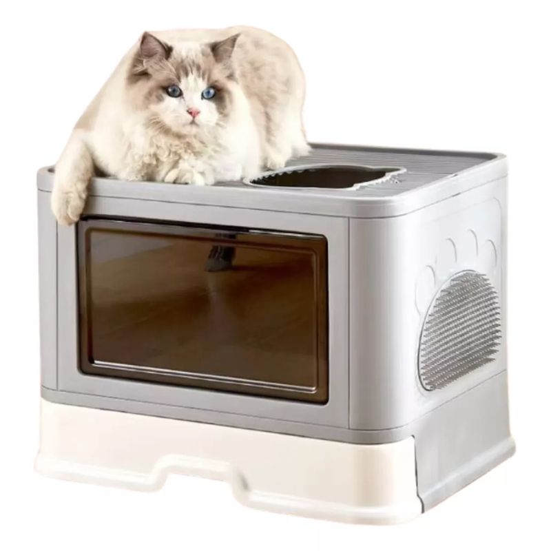 GENERICO - Arenero Para Gato Con Tapa Ventilación Bandeja Retractil