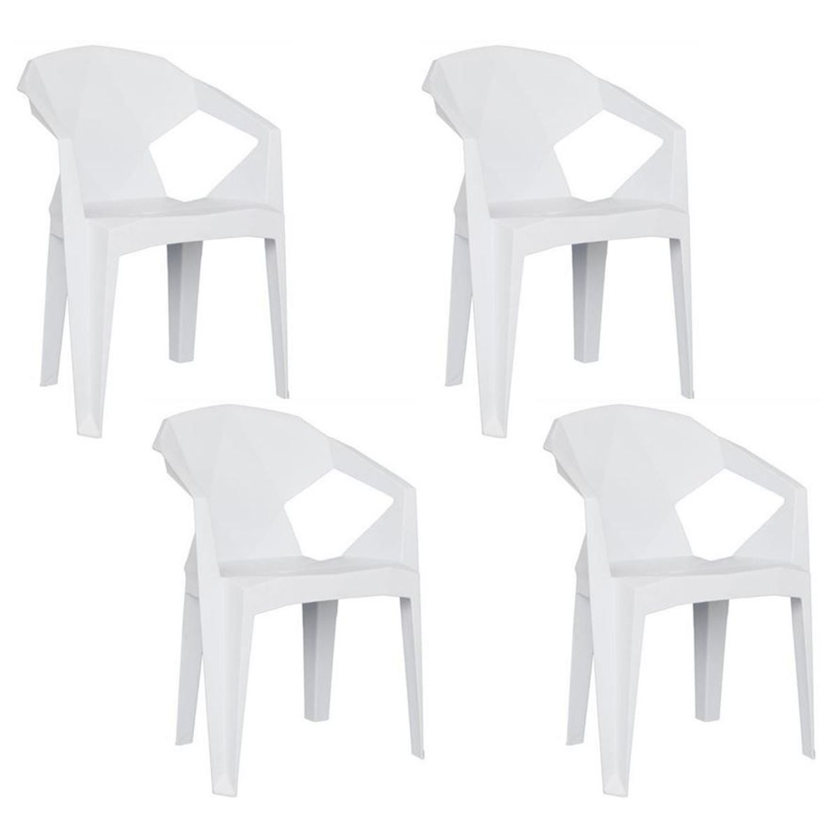 MOBLIHOUSE - Set X4 Sillas Diamante Auxiliar Reposabrazos Para Exterior