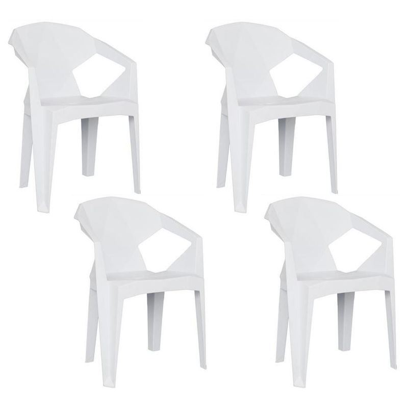 MOBLIHOUSE - Set X4 Sillas Diamante Auxiliar Reposabrazos Para Exterior