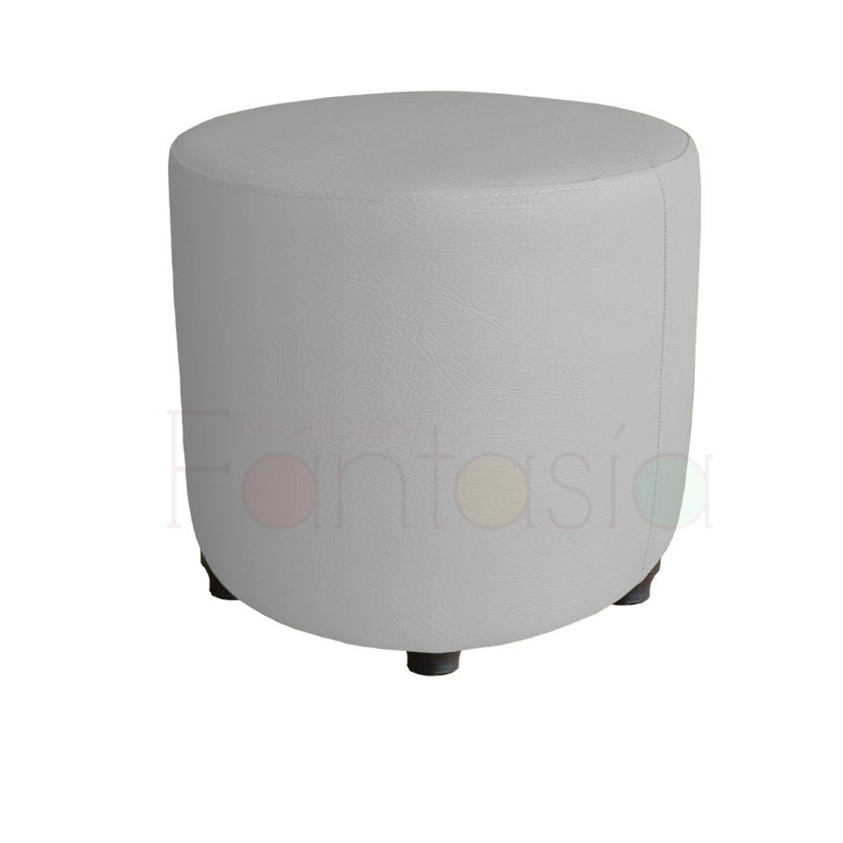 MUEBLES FANTASIA - Puff redondo Cuerotex Blanco Muebles Fantasía